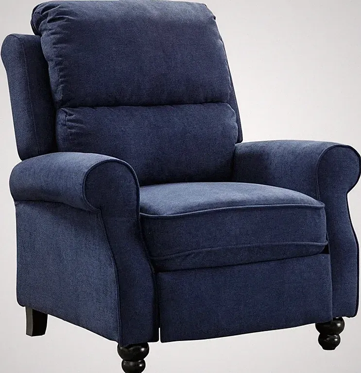 Blue Manual Pushback Armchair Recliner Chairs Arm Chair Recliners Soft Cushion