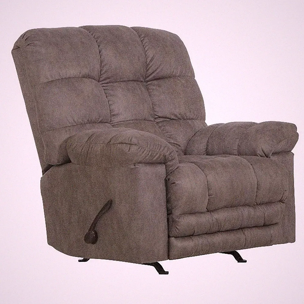 Catnapper Cochran Oversized Extension Footrest Rocker Recliner in Gray Fabric