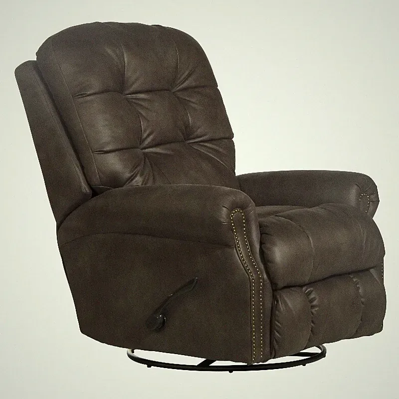 Catnapper Marge Swivel Glider Recliner in Gray Polyester Fabric