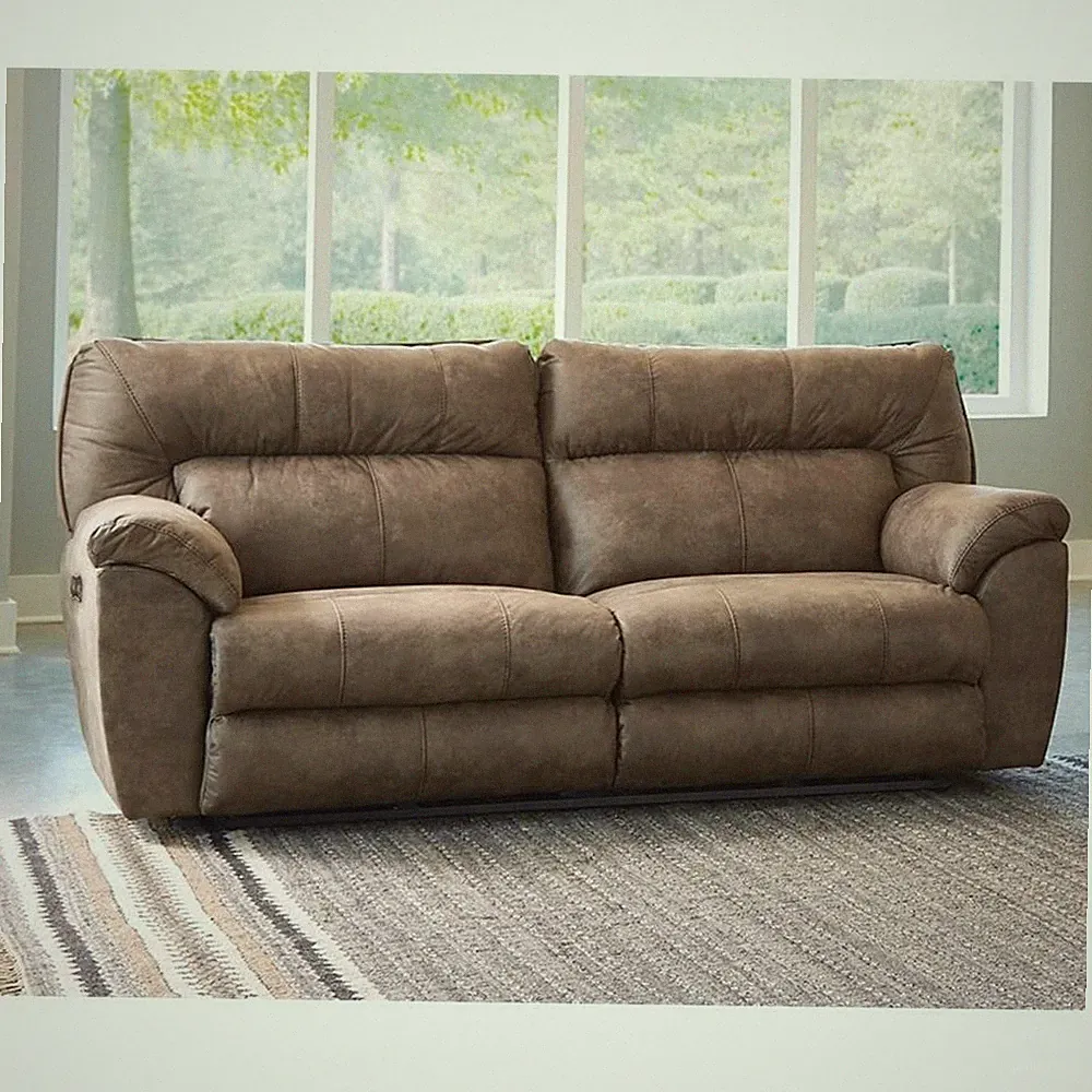 Catnapper Thompson Power Reclining Sofa in Brown Polyester Fabric