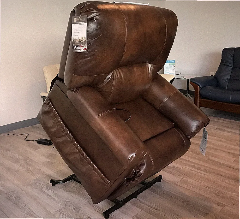 Catnapper Vintage 4843 Power Lift Lay Out Chaise Recliner - Tobacco 1246-19/3046
