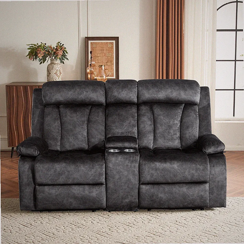 Electric Power Loveseat Recliner, Dual Recliner Sofa Couch with Heat & Massage