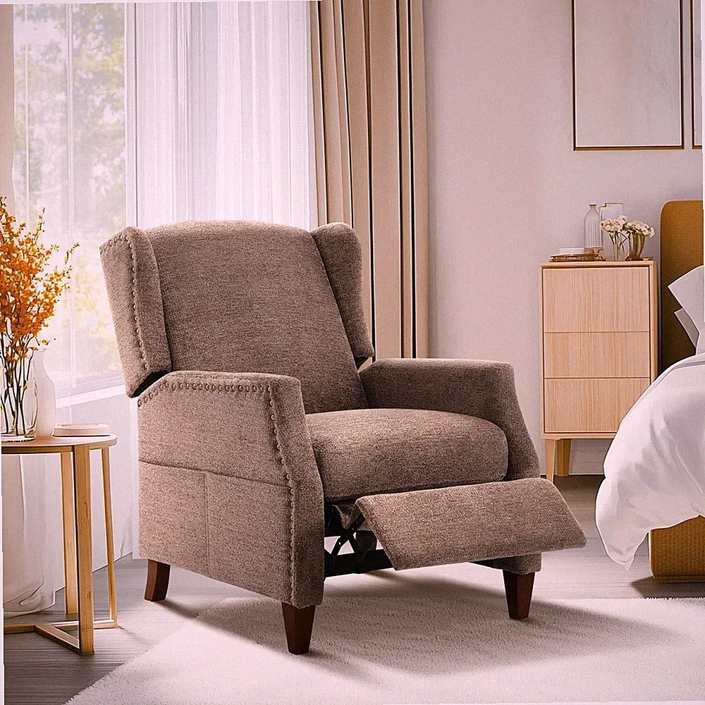 Fabric Armchair Accent Recliner Arm Chair Lazy Nursery Recliners Chairs Brown