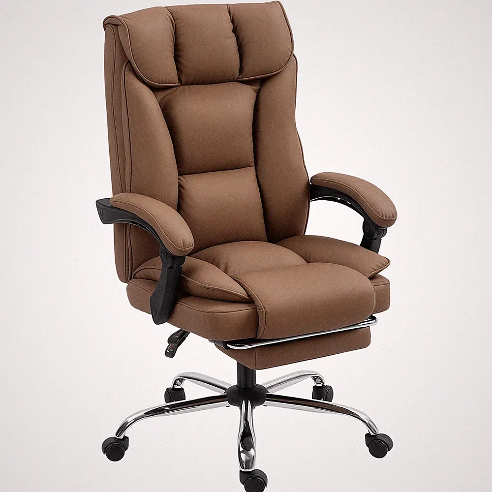 HOMCOM Pet-Friendly Leather Recliner Computer Chair with Footrest, Brown