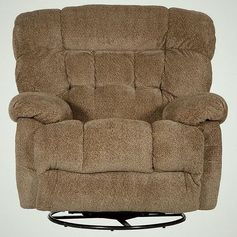 Johnson Chaise Swivel Glider Recliner in Brown Polyester Fabric