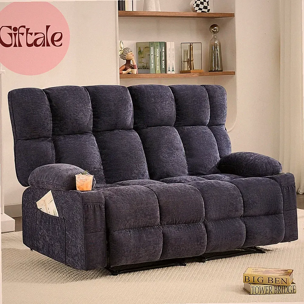 Loveseat Recliner Sofa, Big Large Reclining Sofa with Cup Holders & Side Pockets