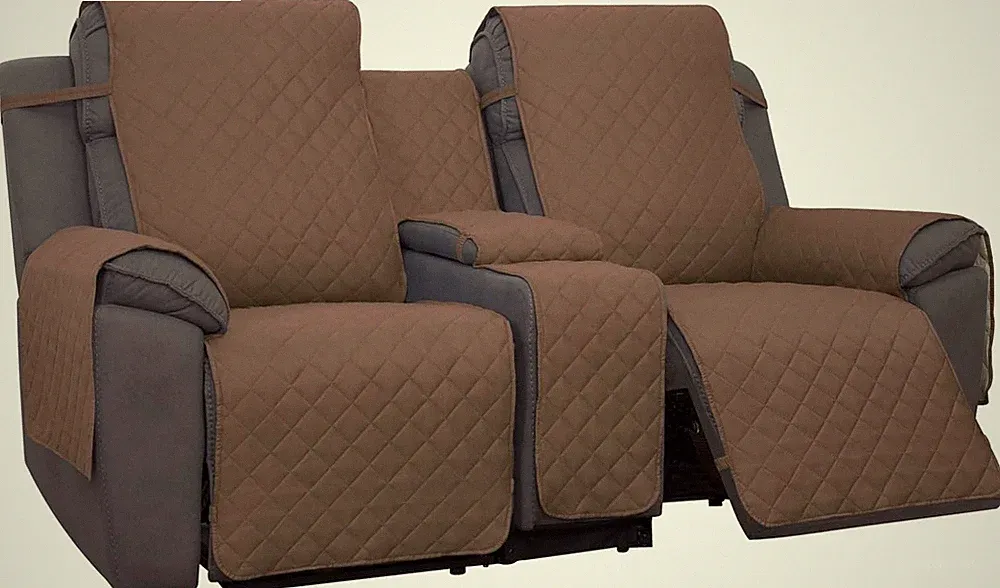 PureFit Water Resistant Reversible Loveseat Recliner Loveseat, Brown/Beige