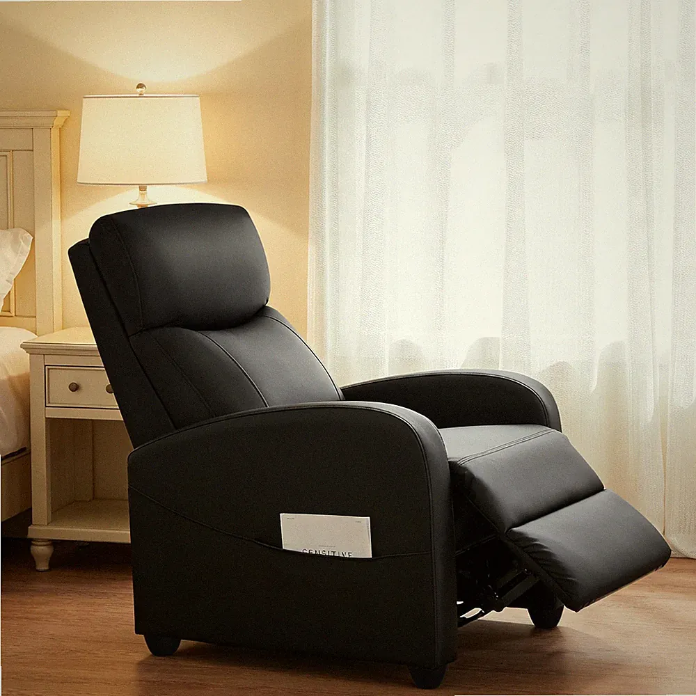 Recliner Chair - Adjustable Push Back PU Leather Recliner Single Recliner