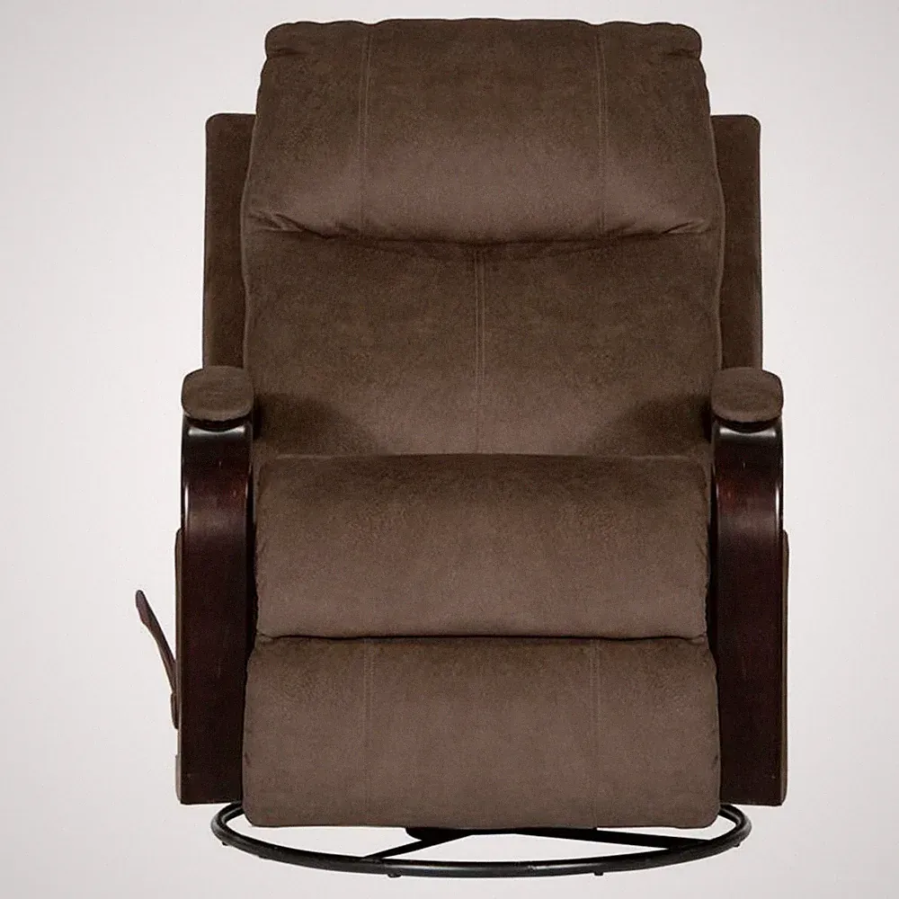 Thomas Swivel Glider Recliner in Chocolate Brown Polyester Fabric